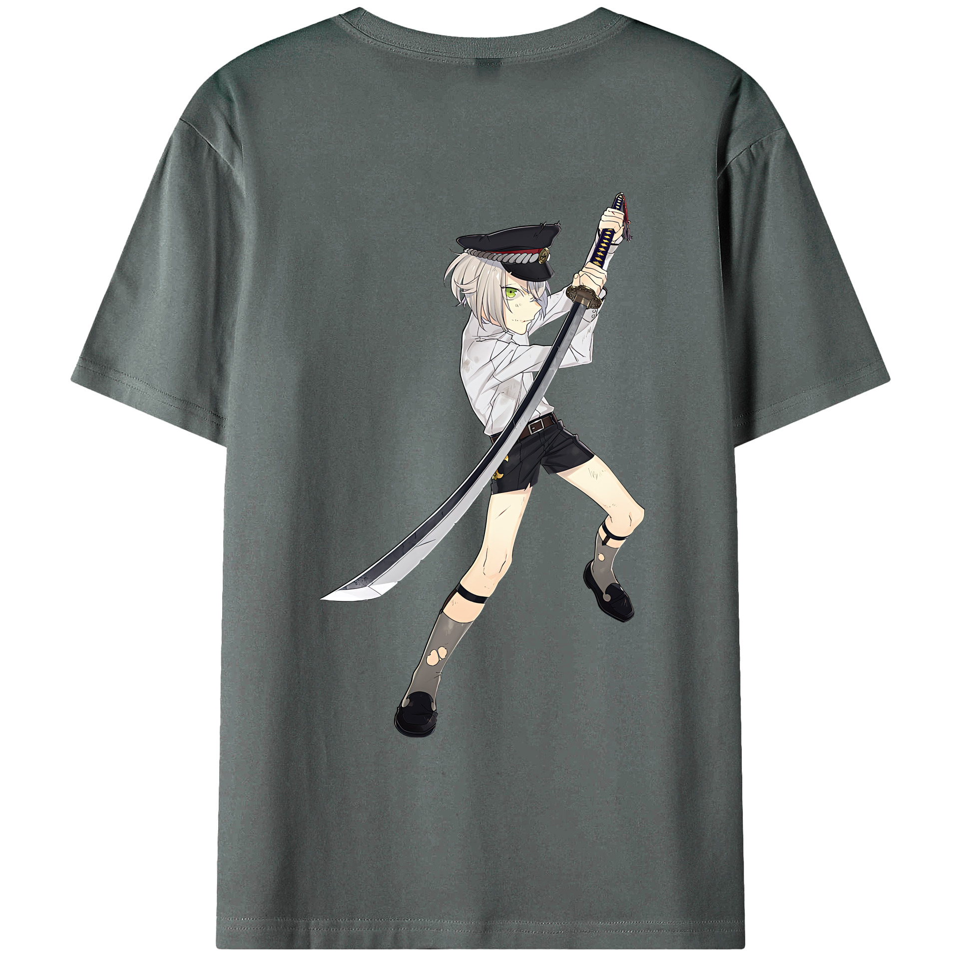 （画像用） 刀剣乱舞 Touken Ranbu 綿100％ メンズ半袖Tシャツ（バックプリント） 通気性